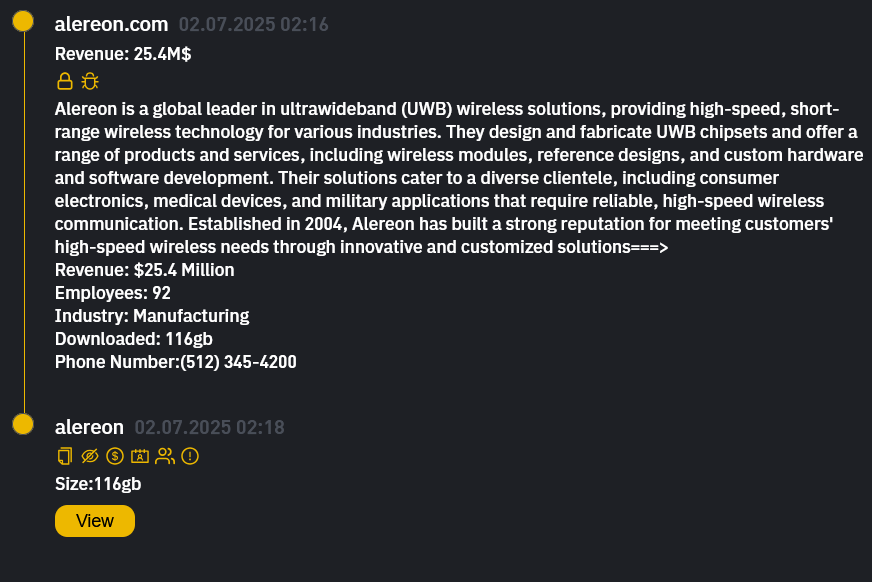 Alereon成为INC RANSOM勒索软件的受害者-xLab 威胁情报