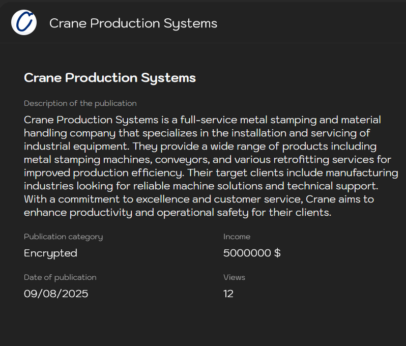 Crane Production Systems成为Sinobi勒索软件的受害者-xLab 威胁情报