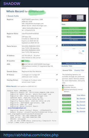 SHADOW瞄准Abhibhai网站-xLab 威胁情报