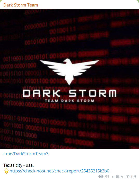 Dark Storm Team瞄准德克萨斯城网站-xLab 威胁情报