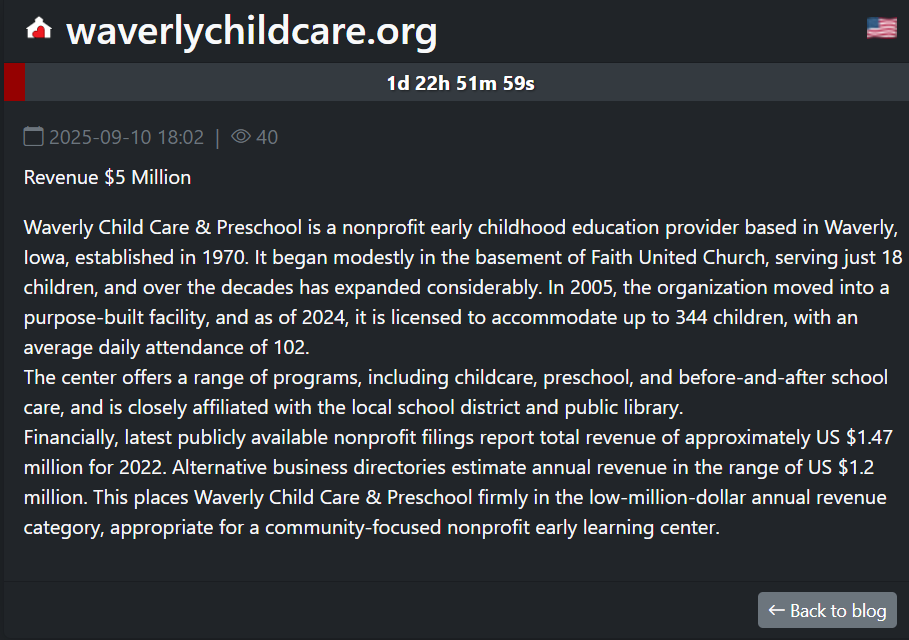 韦弗利儿童护理和幼儿园成为SAFEPAY勒索软件的受害者-xLab 威胁情报