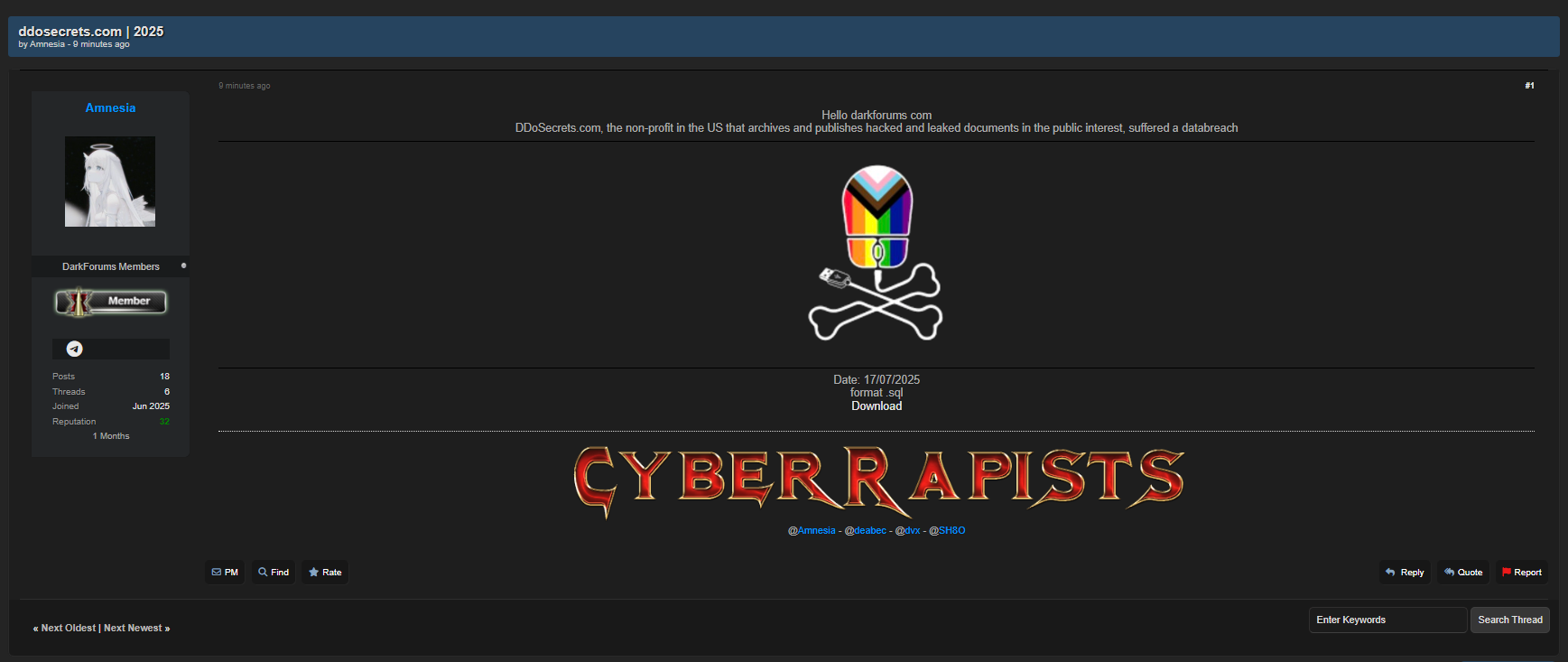 涉嫌数据外泄DDoSecrets-xLab 威胁情报