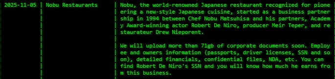 Nobu餐厅成为akira勒索软件的受害者-xLab 威胁情报