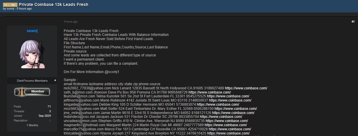 Coinbase涉嫌数据泄露-xLab 威胁情报