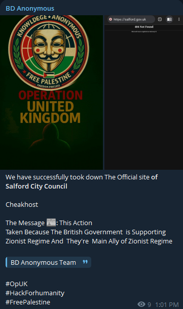 BD Anonymous targets the website of Salford City Council-xLab 威胁情报