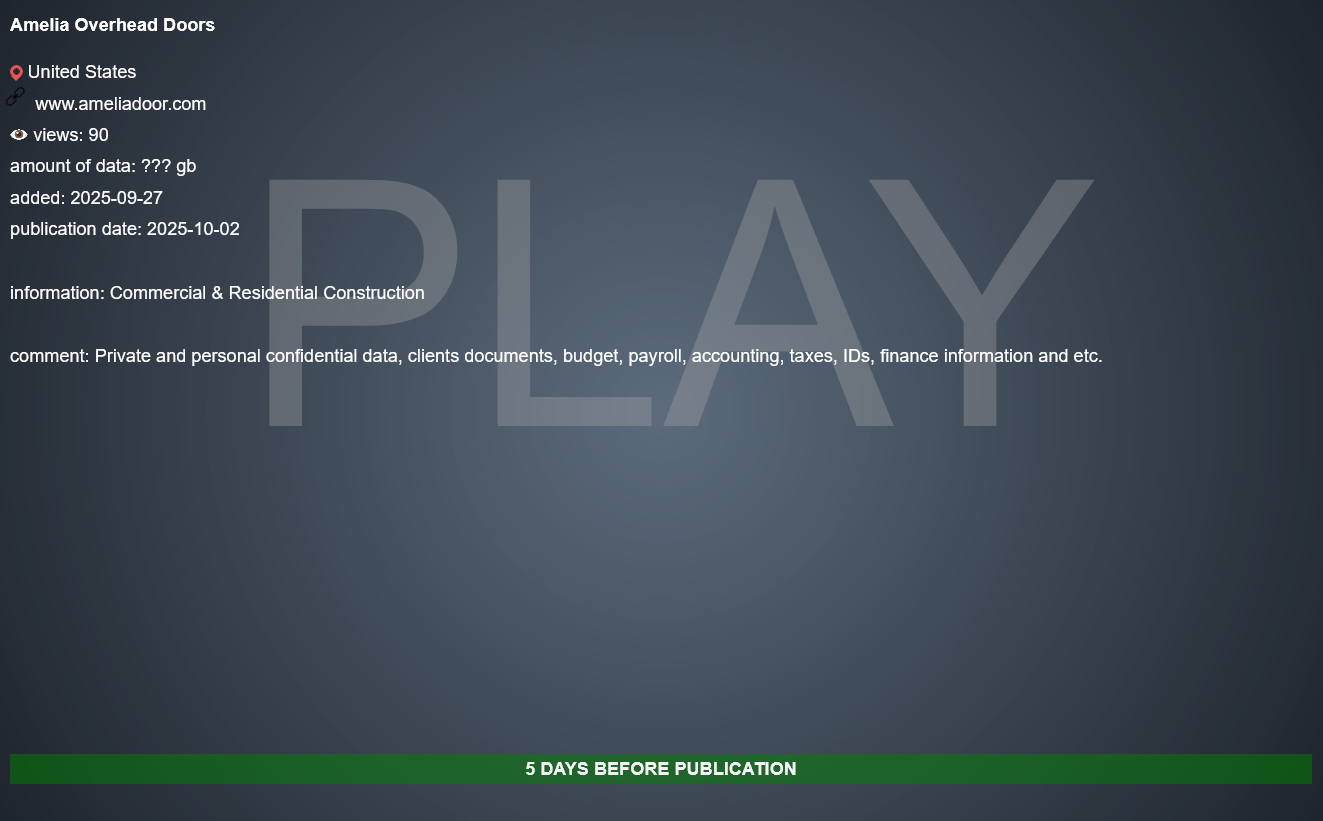 Amelia架空门成为PLAY勒索软件的受害者-xLab 威胁情报