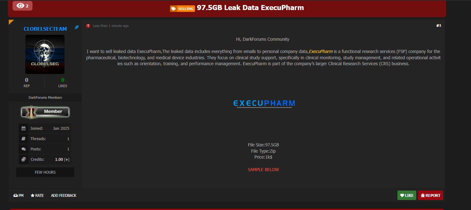 ExecuPharm Inc涉嫌出售数据-xLab 威胁情报