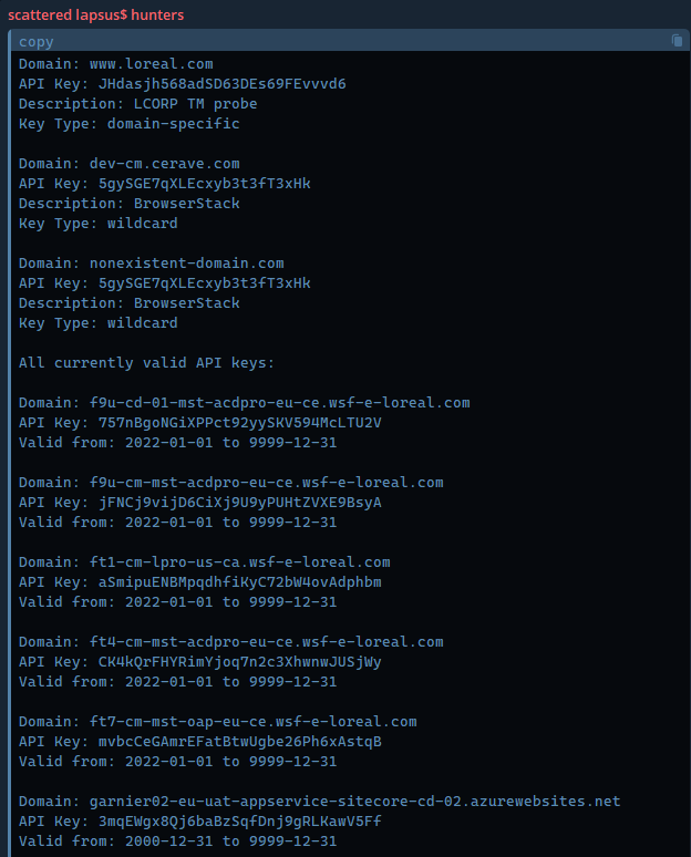 涉嫌泄露欧莱雅和CeraVe API钥匙-xLab 威胁情报