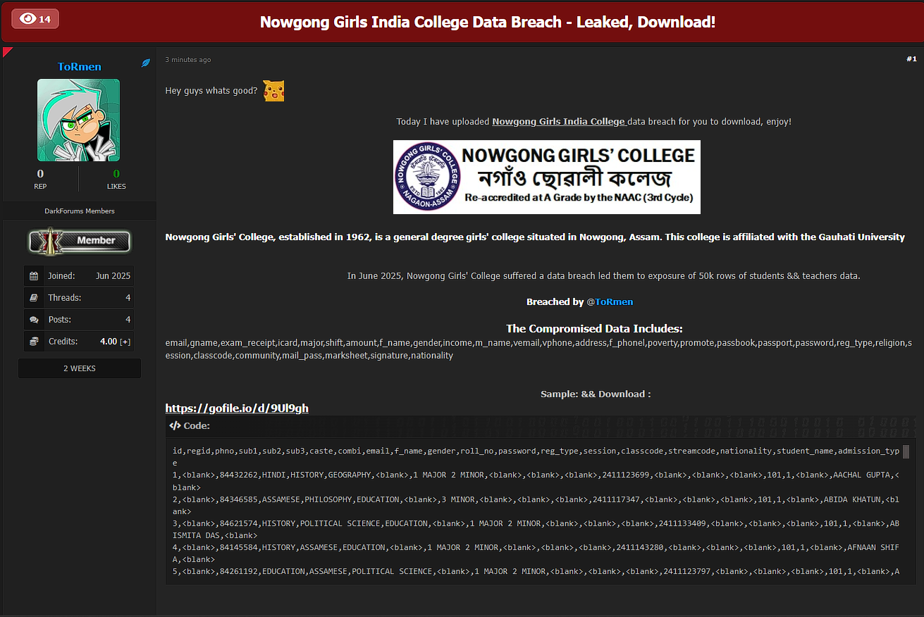诺贡女子学院涉嫌数据外泄-xLab 威胁情报
