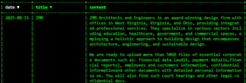 ZMM Architects and Engineers成为Akira勒索软件的受害者-xLab 威胁情报