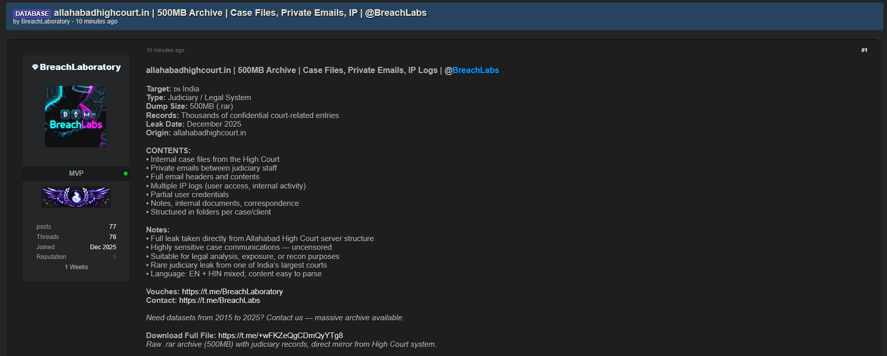 据称违反阿拉哈巴德高等法院-xLab 威胁情报