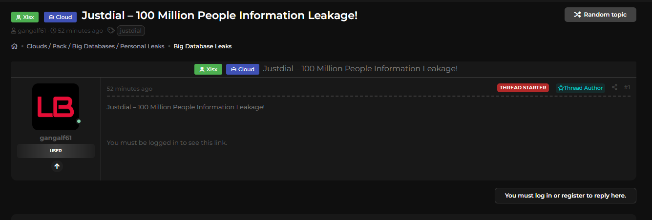 Justdial Ltd涉嫌数据库泄露-xLab 威胁情报