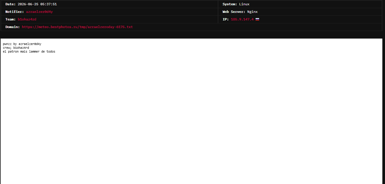 azraelzer0d4y targets the website of BestPhotos-xLab 威胁情报