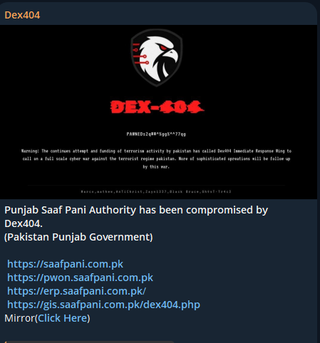 Dex4o4针对旁遮普Saaf Pani管理局的网站-xLab 威胁情报