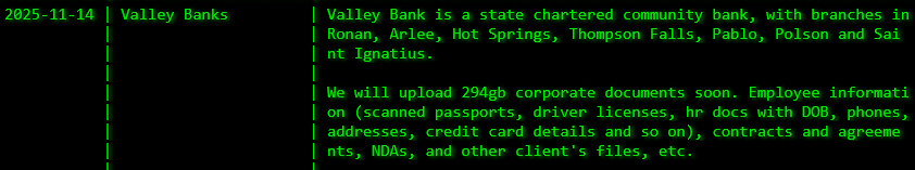 Valley Bank成为Akira勒索软件的受害者-xLab 威胁情报