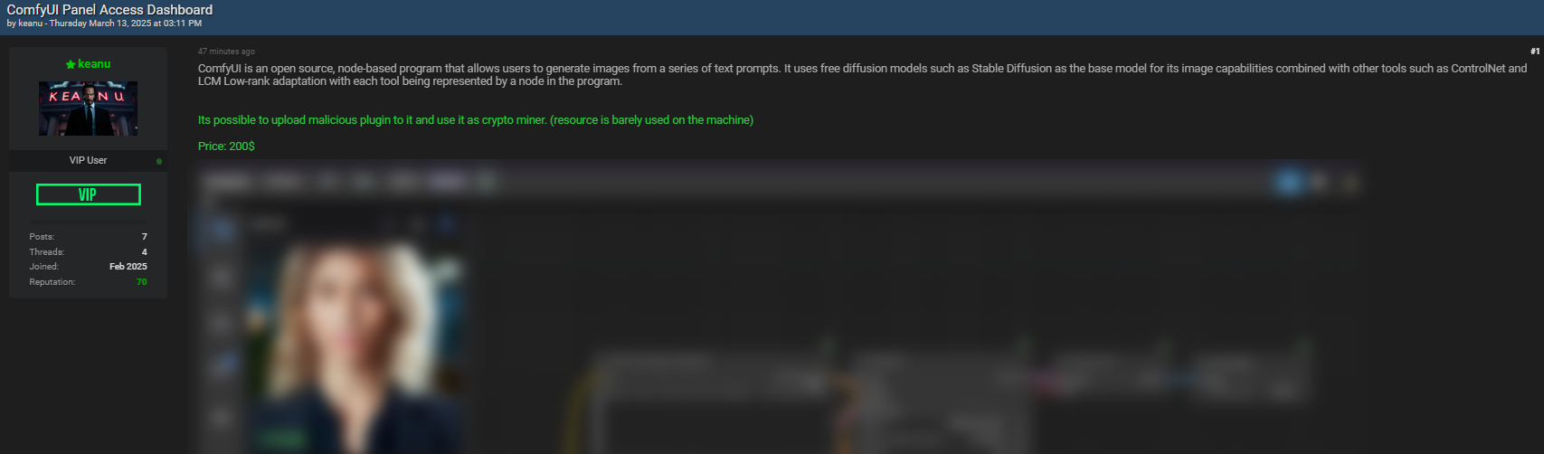 涉嫌出售仪表板panel访问ComfyUI-xLab 威胁情报