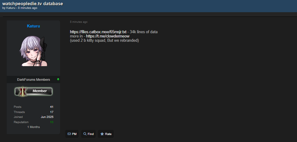 WatchPeopleDie涉嫌数据泄露-xLab 威胁情报