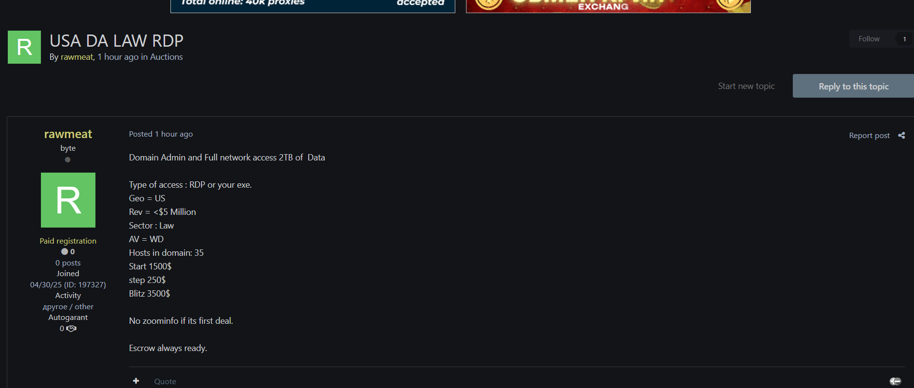 涉嫌出售美国律师事务所的使用权-xLab 威胁情报