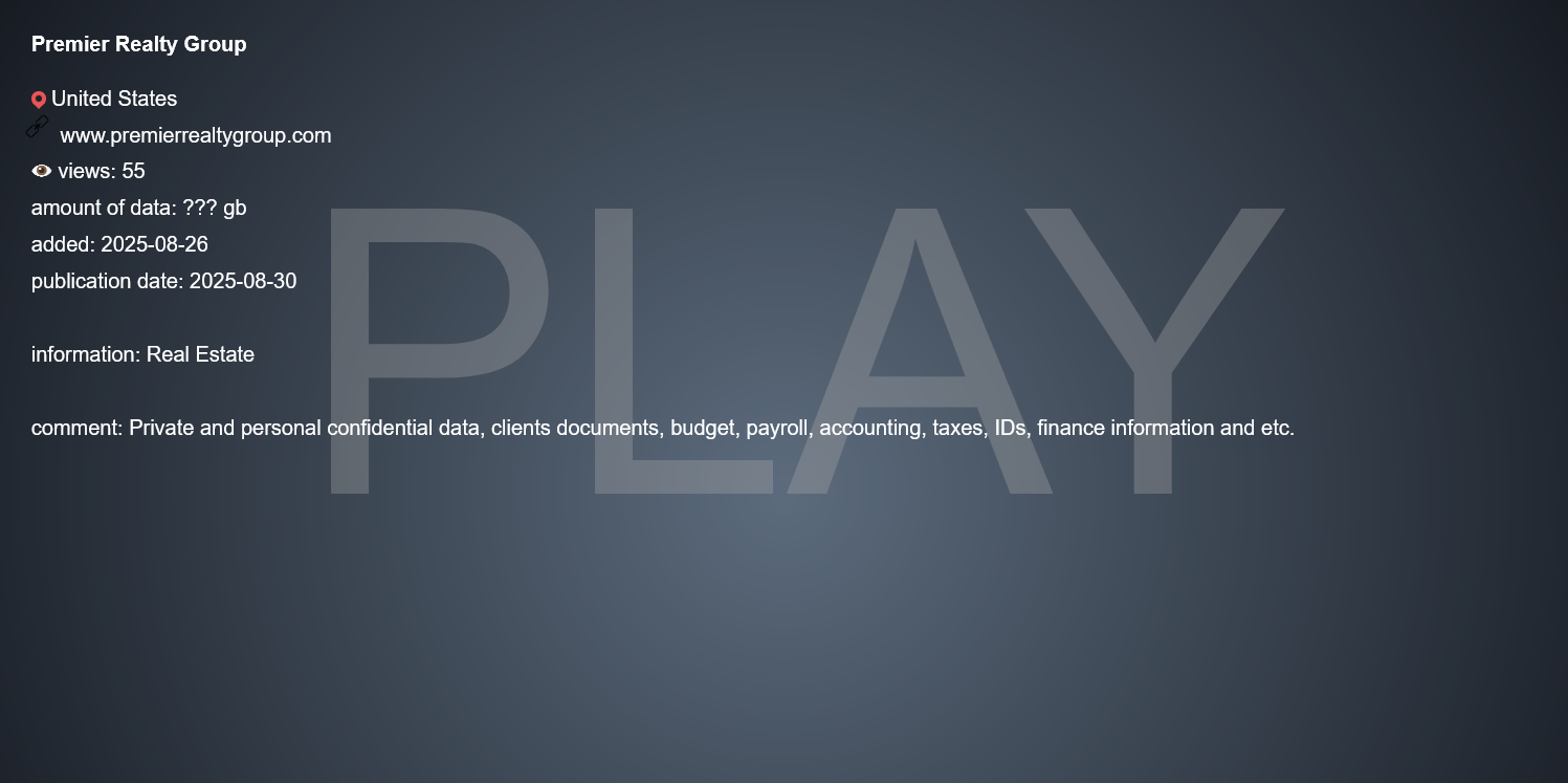 Premier realty group成为PLAY勒索软件的受害者-xLab 威胁情报