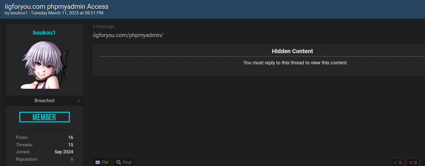涉嫌泄露phpMyAdmin访问Innovative Investing Group，Inc-xLab 威胁情报