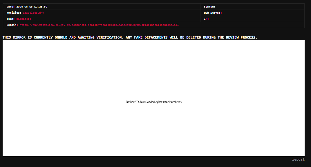 azraelzer0d4y targets the website of Municipality of Fortaleza-xLab 威胁情报