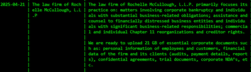 Rochelle McCullough，LLP成为Akira勒索软件的受害者-xLab 威胁情报