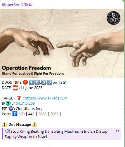 RipperSec瞄准《阿基拉日报》网站-xLab 威胁情报