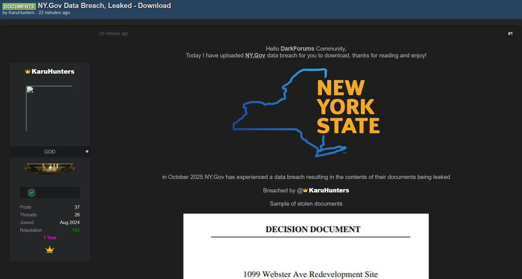 纽约州涉嫌数据外泄-xLab 威胁情报