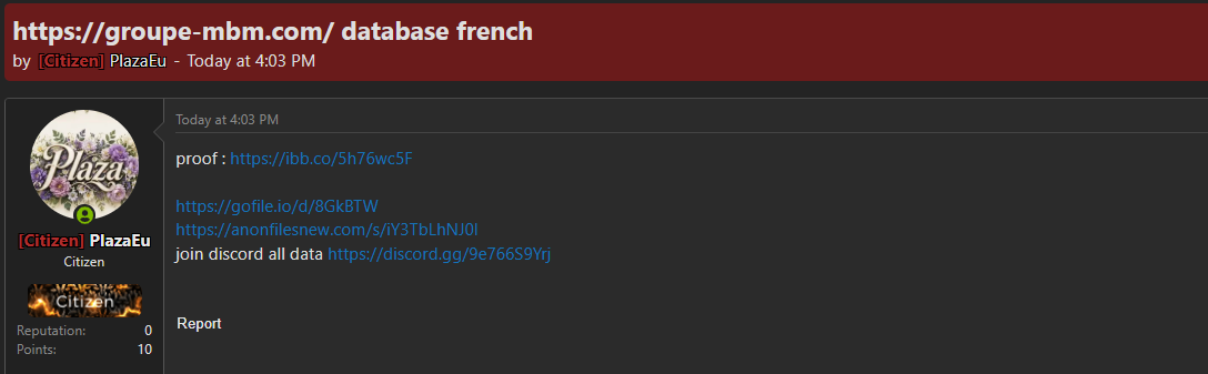 Alleged leak of Groupe MBM database-xLab 威胁情报