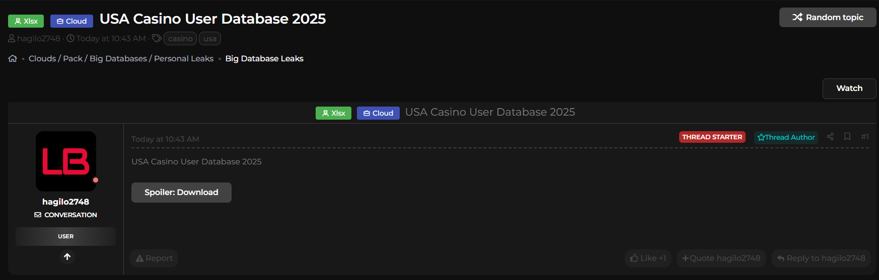 涉嫌泄露美国赌场User数据库-xLab 威胁情报