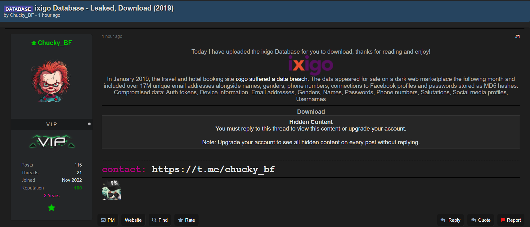 ixigo涉嫌数据外泄-xLab 威胁情报