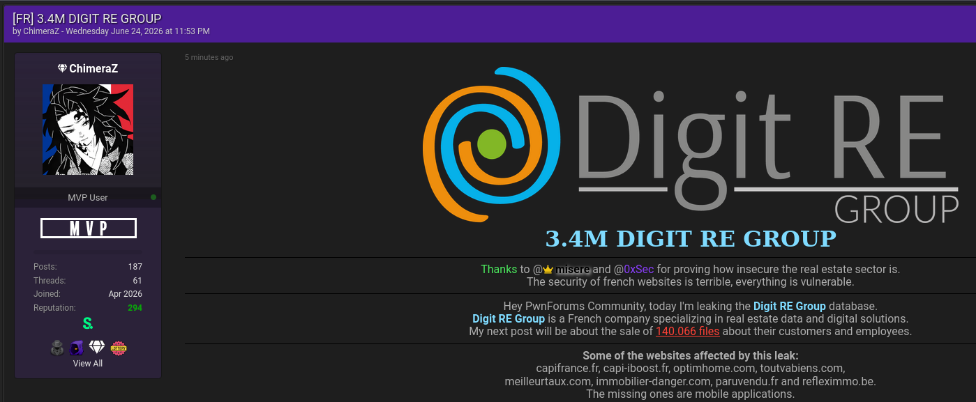 Alleged data breach of Digit RE group-xLab 威胁情报