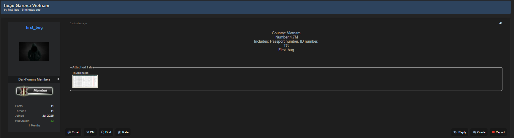 Garena Vietnam涉嫌数据泄露-xLab 威胁情报