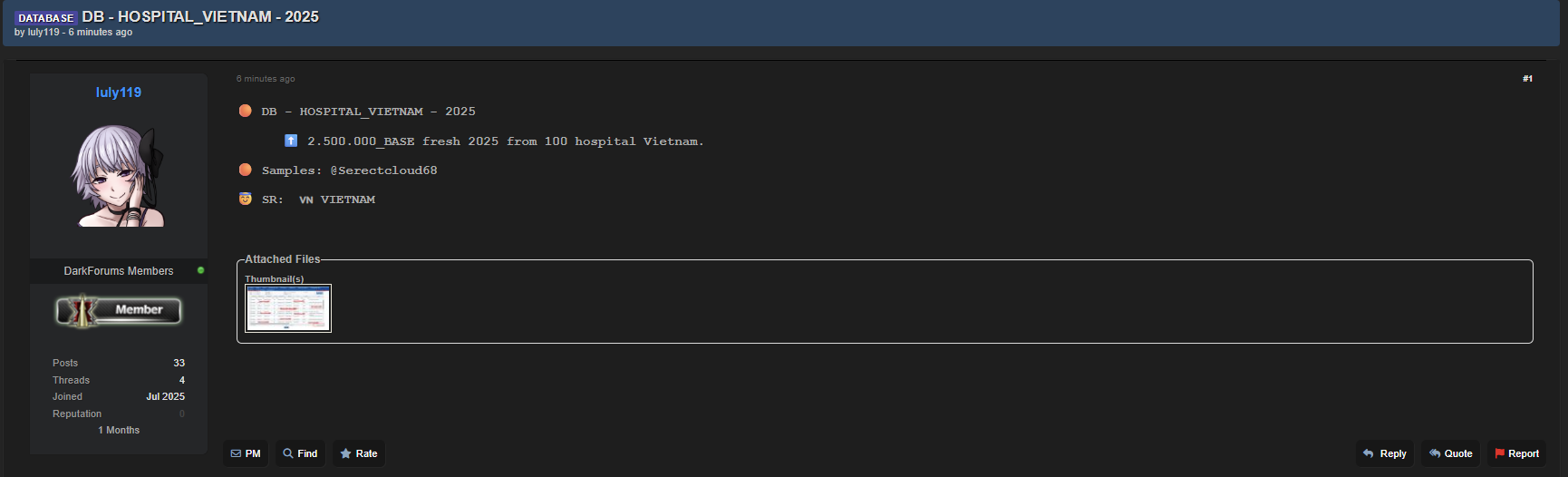 涉嫌出售100家越南医院的数据-xLab 威胁情报