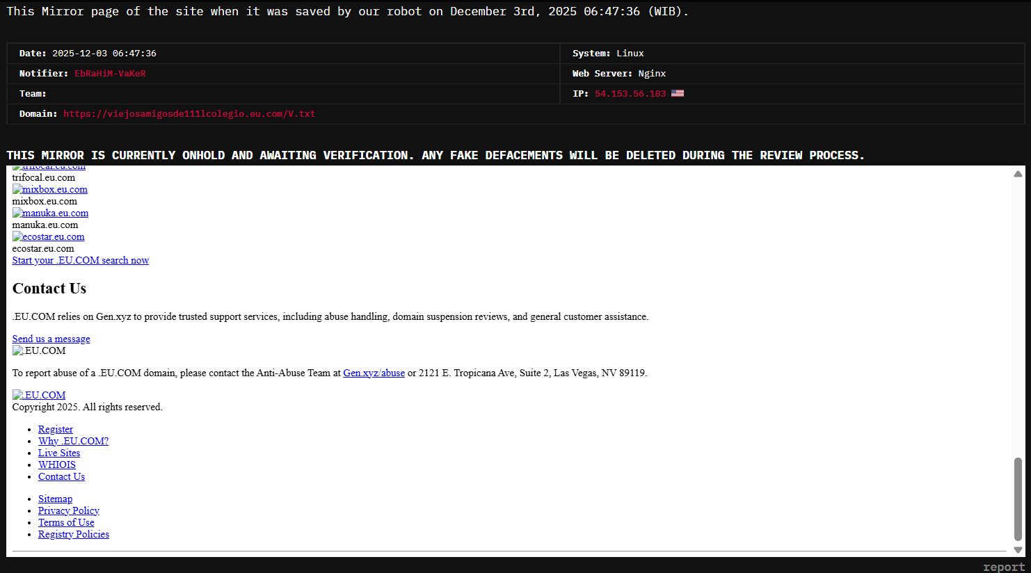 EbRaHiM-VaKeR的目标是.EU.COM网站-xLab 威胁情报