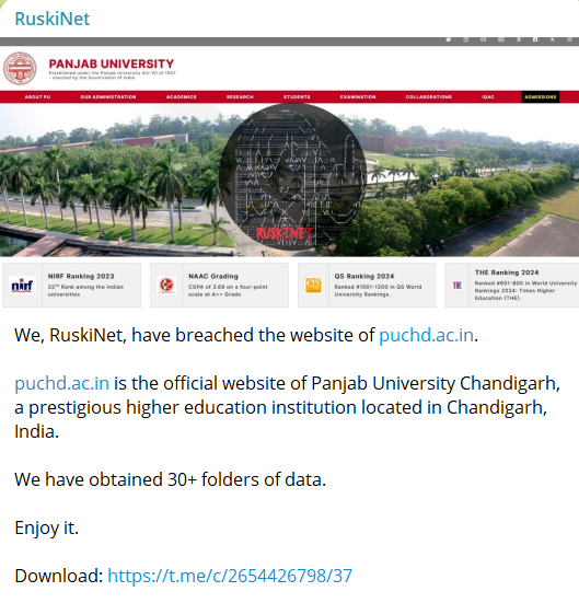旁遮普大学涉嫌数据外泄-xLab 威胁情报