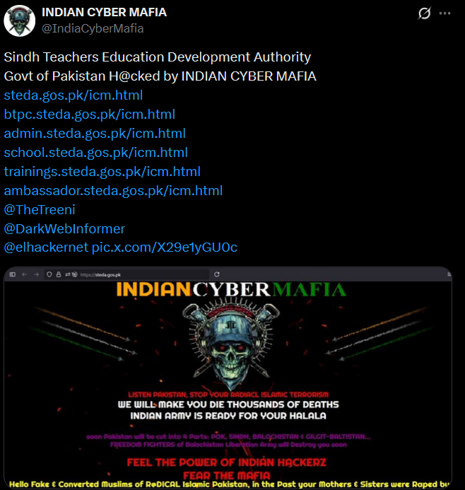 INDIAN CYBER MAFIA针对信德省教师教育发展局网站-xLab 威胁情报