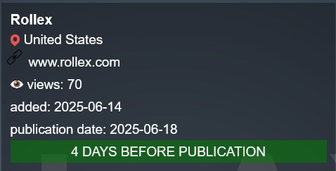 Rollex公司成为PLAY勒索软件的受害者-xLab 威胁情报