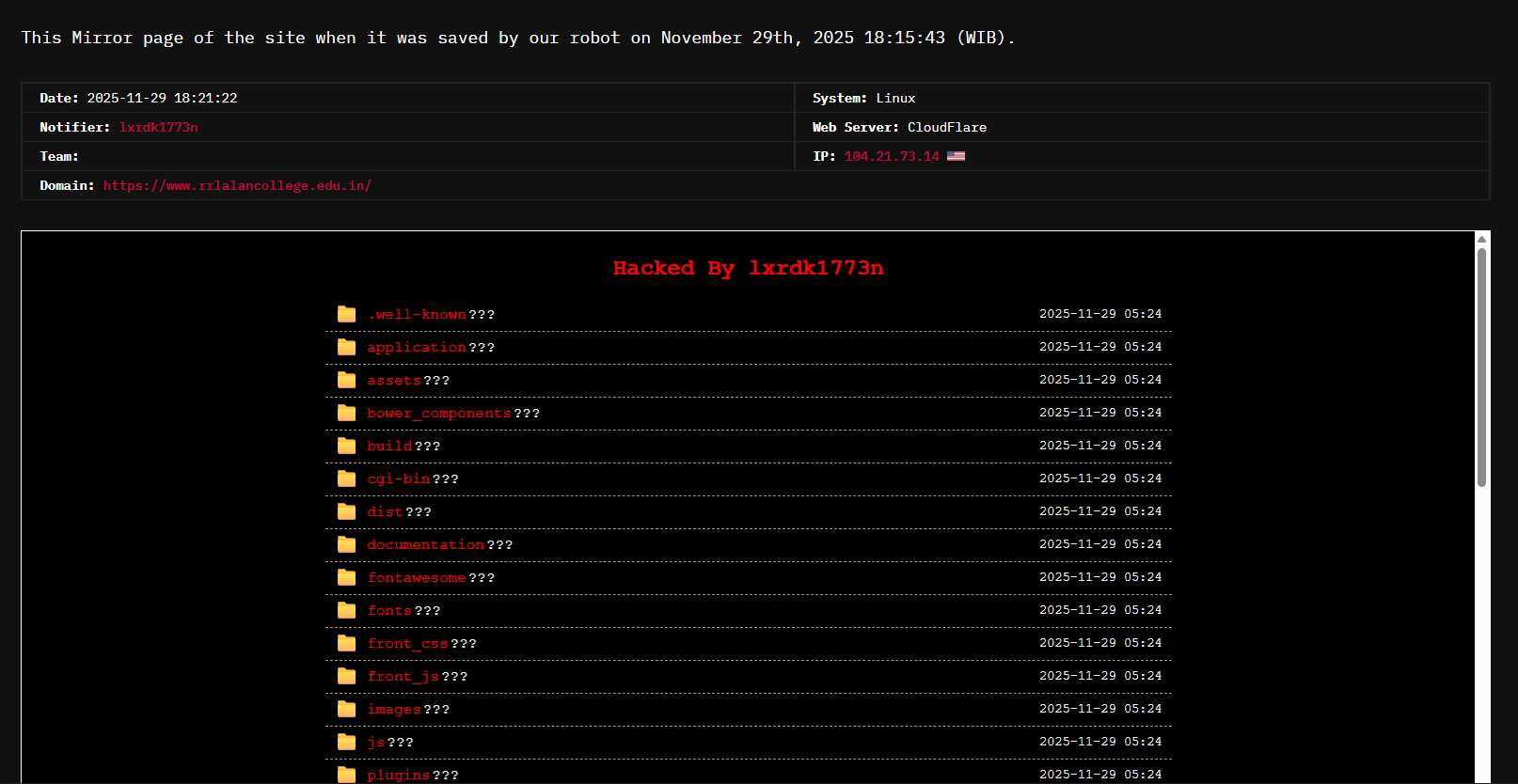 lxrdk1773n针对R R拉兰学院网站-xLab 威胁情报