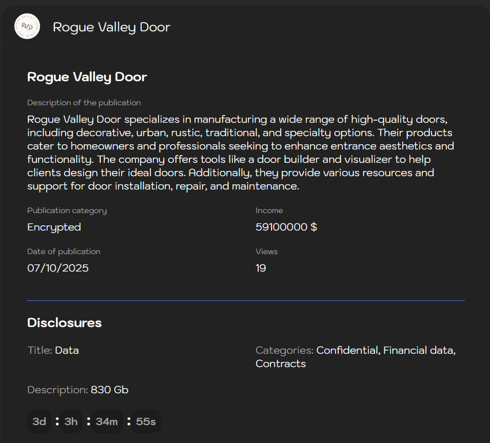 Rogue Valley Door成为Sinobi勒索软件的受害者-xLab 威胁情报