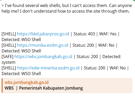 Alleged leak of web shell access to Badan Kepegawaian Daerah Provinsi Jawa Barat-xLab 威胁情报