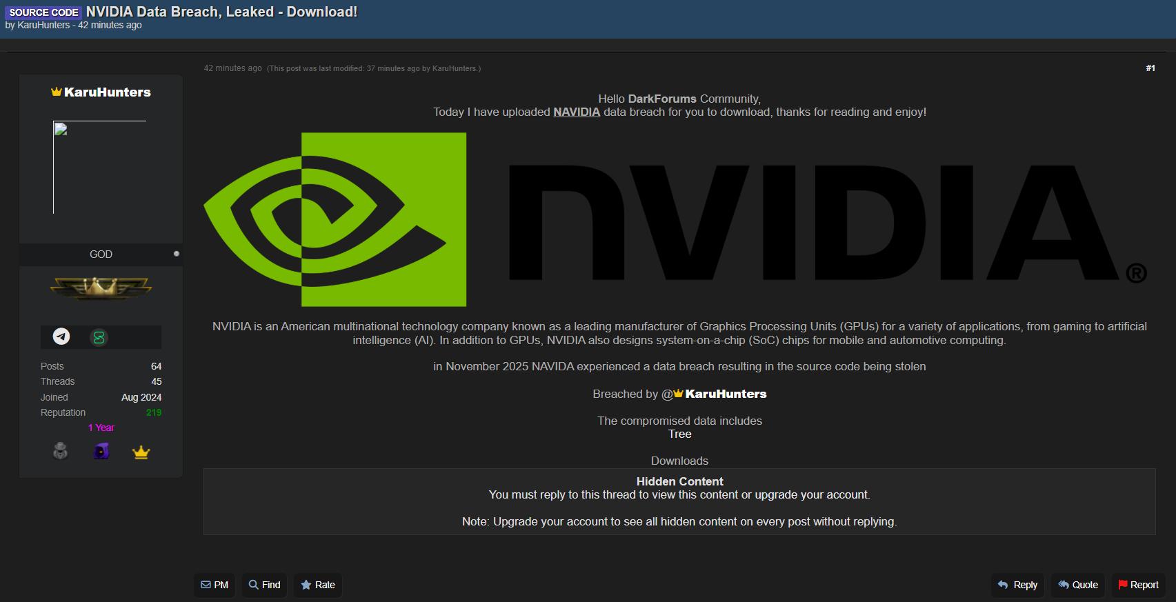 英伟达涉嫌数据外泄-xLab 威胁情报