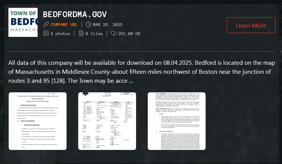 贝德福德镇成为Qilin勒索软件的受害者-xLab 威胁情报