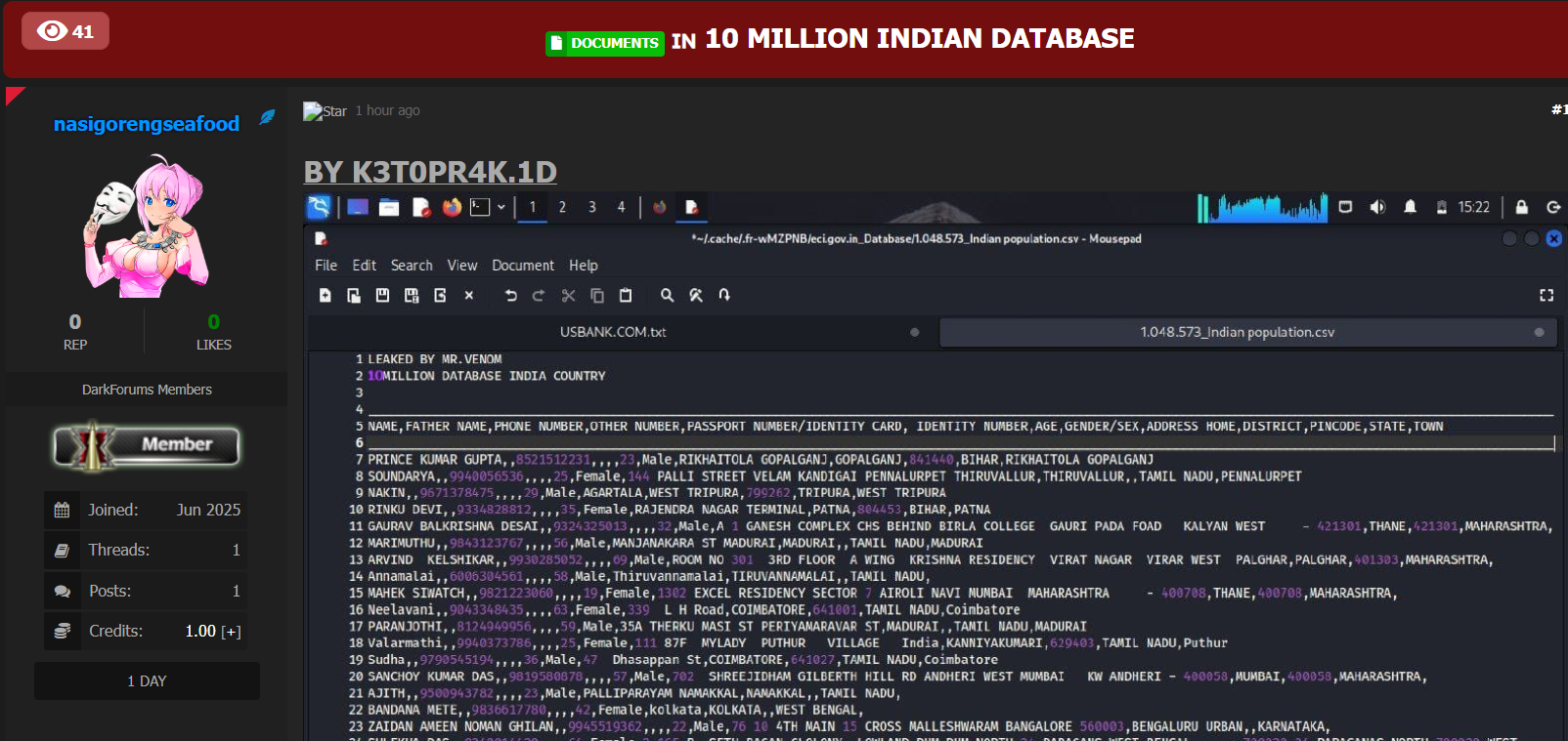 据称泄露10百万印度数据-xLab 威胁情报