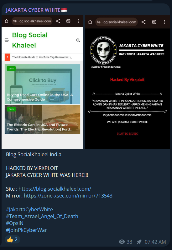 JAKARTA CYBER WHITE瞄准博客社交Khaleel的网站-xLab 威胁情报