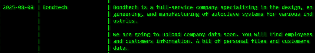 Bondtech Corporation成为Akira勒索软件的受害者-xLab 威胁情报
