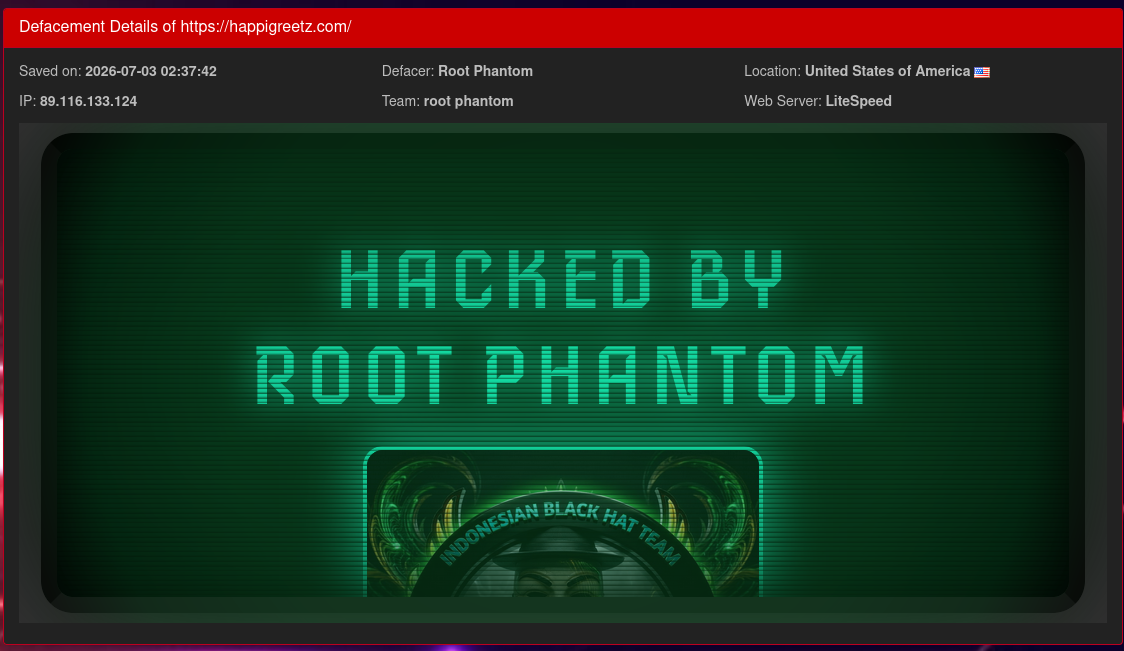 Root Phantom targets the website of Happi Greetz-xLab 威胁情报