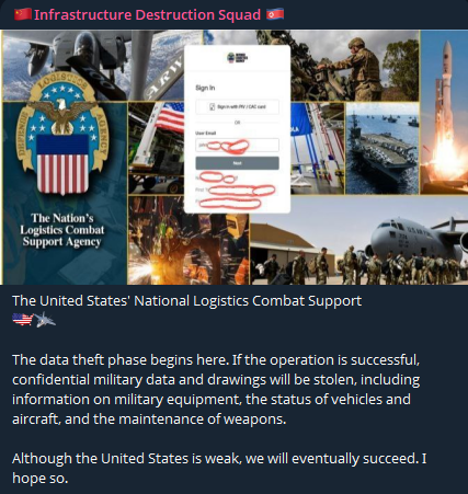 基础设施破坏小组声称目标是国防后勤局-xLab 威胁情报