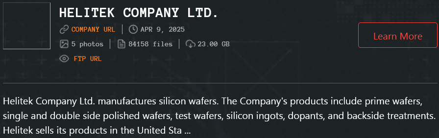 Helitek Company Ltd成为Qilin勒索软件的受害者-xLab 威胁情报