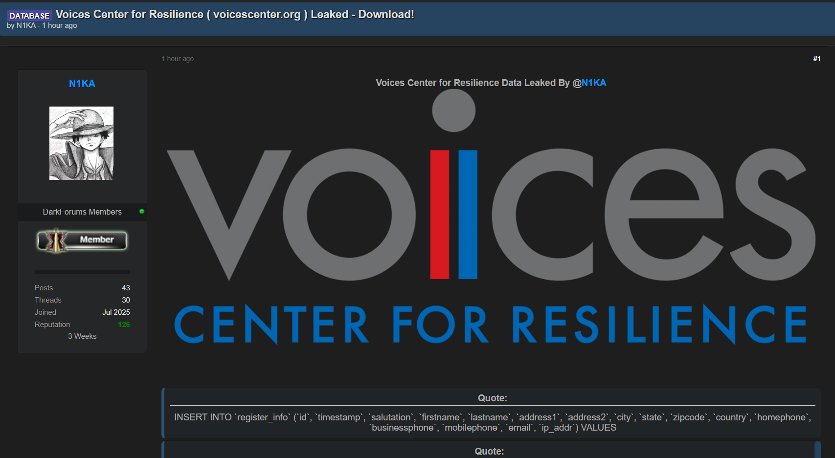 弹性之声中心涉嫌数据外泄-xLab 威胁情报
